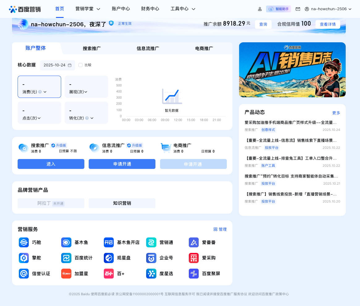 Baidu Ads Dashboard Home
